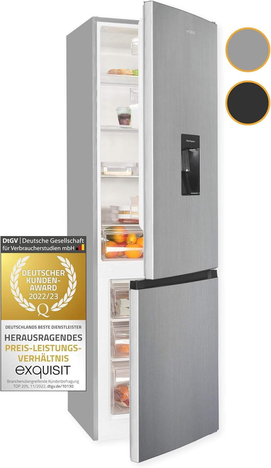 Exquisit Réfrigérateur-Congélateur KGC265-70-WS-040D Inoxlook | Capacité Utile 260 L