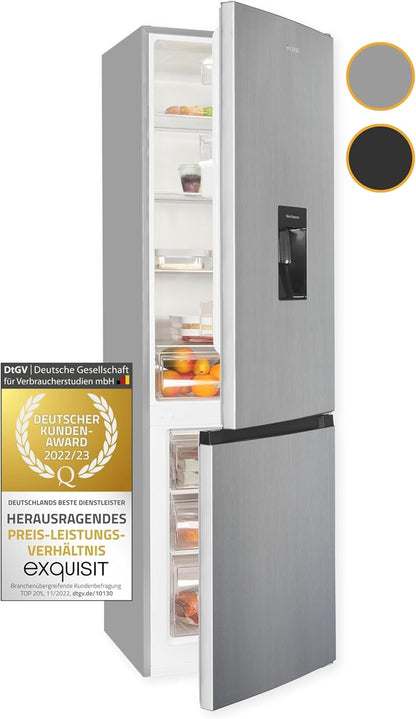 Exquisit Réfrigérateur-Congélateur KGC265-70-WS-040D Inoxlook | Capacité Utile 260 L