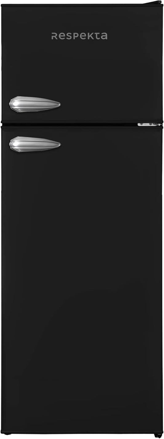 Respekta Réfrigérateur Rétro Avec Congélateur Haut / 145 X 54 Cm / 213 L / Pieds Réglables En Hauteur / Mode Hiver / Fonction Congélation Rapide / KS144VS / En Noir