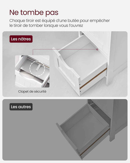 Meuble De Salle De Bain, Armoire Sur Pied, Avec 4 Tiroirs, 30 X 30 X 82 Cm, Pour Salon, Salle À Manger, Cuisine, Style Moderne, Blanc LHC40W