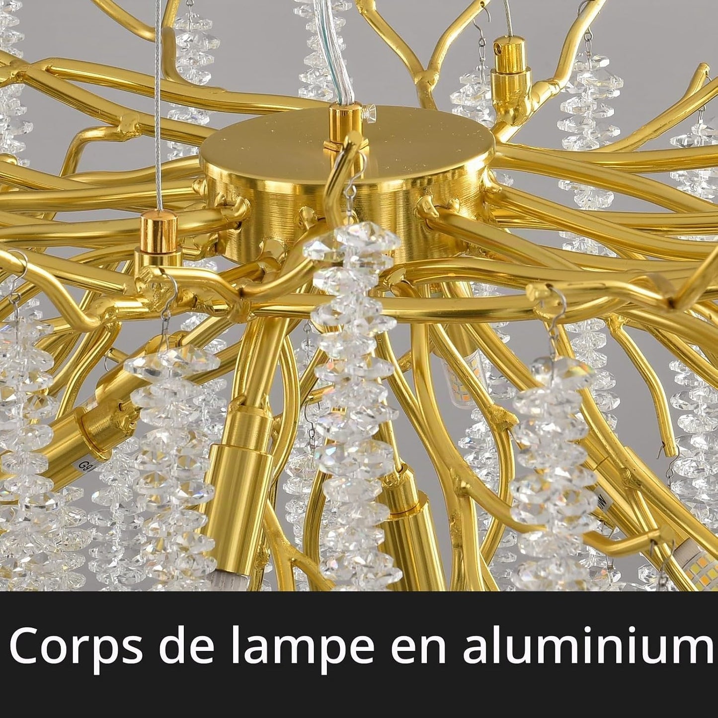 Lustre En Cristal Moderne,G9*12 Luxe Lampe À Pendentif En Cristal Rond,Postmoderne Chandelier Pour Salle À Manger, Cuisine, Salon, Chambre, Couloir, Café, Bar(Doré,G9*12,120Cm)