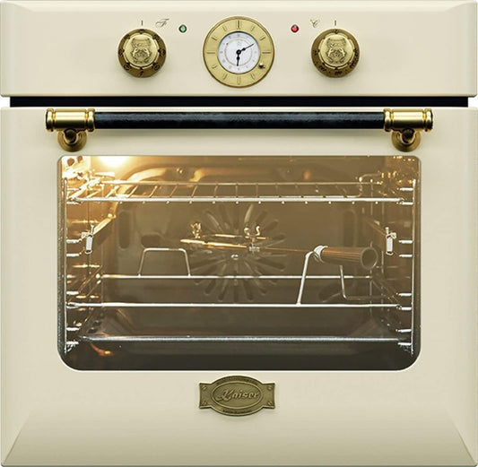 Kaiser Appareils De Cuisine Four Encastrable "EH 6432 Elfbe", Retro Four Électrique Encastrable, Autonome, 68 L, Tournebroche, 10 Fonctions,Fonction Pizza