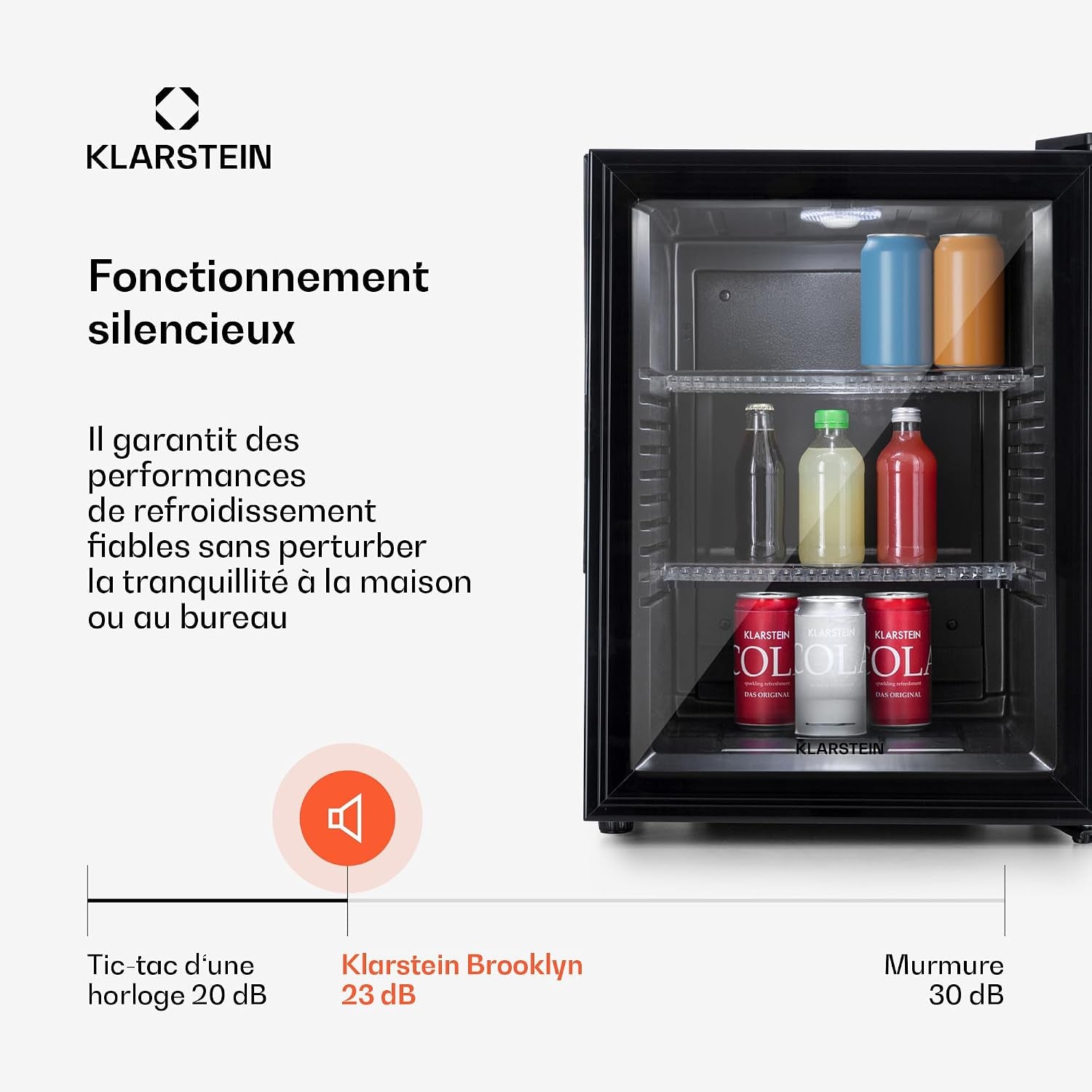 Petit Frigo De Chambre De 42L Pour Snacks Et Boissons, Top Silencieux, Mini Bar, Camping, Cosmetique, Refrigerateur Avec Étagères Réglables, 12-18°C