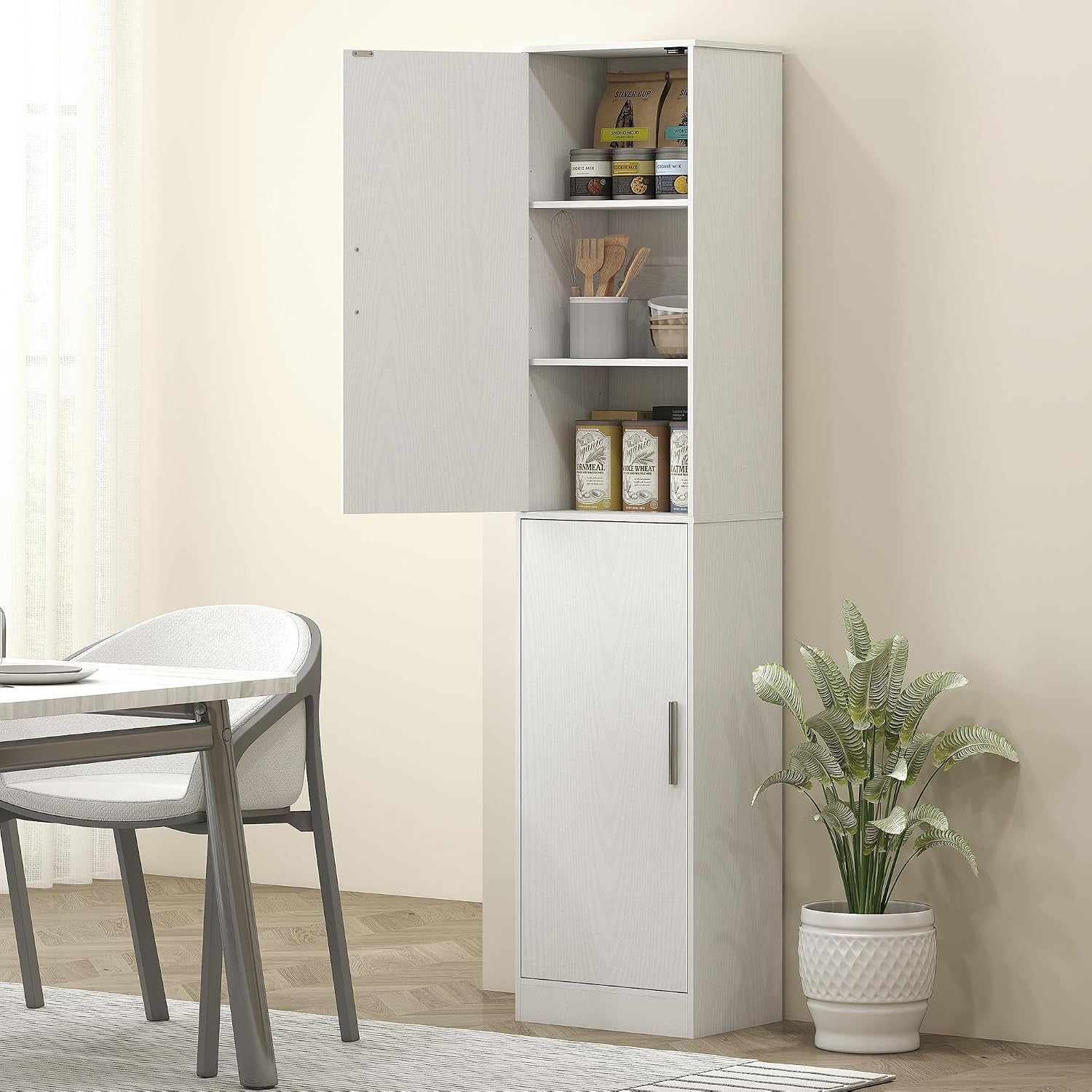Meuble De Salle De Bain Colonne Étroit 40 X 35 X 180 Cm Blanc | 2 Portes, 4 Étagères Réglables, Meuble De Rangement, Pour Salon, Toilette, Petits Espaces