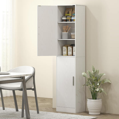 Meuble De Salle De Bain Colonne Étroit 40 X 35 X 180 Cm Blanc | 2 Portes, 4 Étagères Réglables, Meuble De Rangement, Pour Salon, Toilette, Petits Espaces