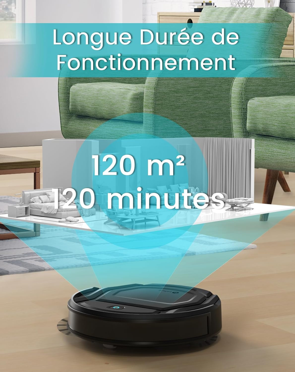 Aspirateur Robot, Robot Aspirateur Mince Silencieux Connecté Avec Wifi/Bluetooth/Alexa/App, 6 Modes De Nettoyage, Auto-Charge, 120Min D'Autonomie, Idéal Pour Poils D'Animaux Sols Durs, M210P