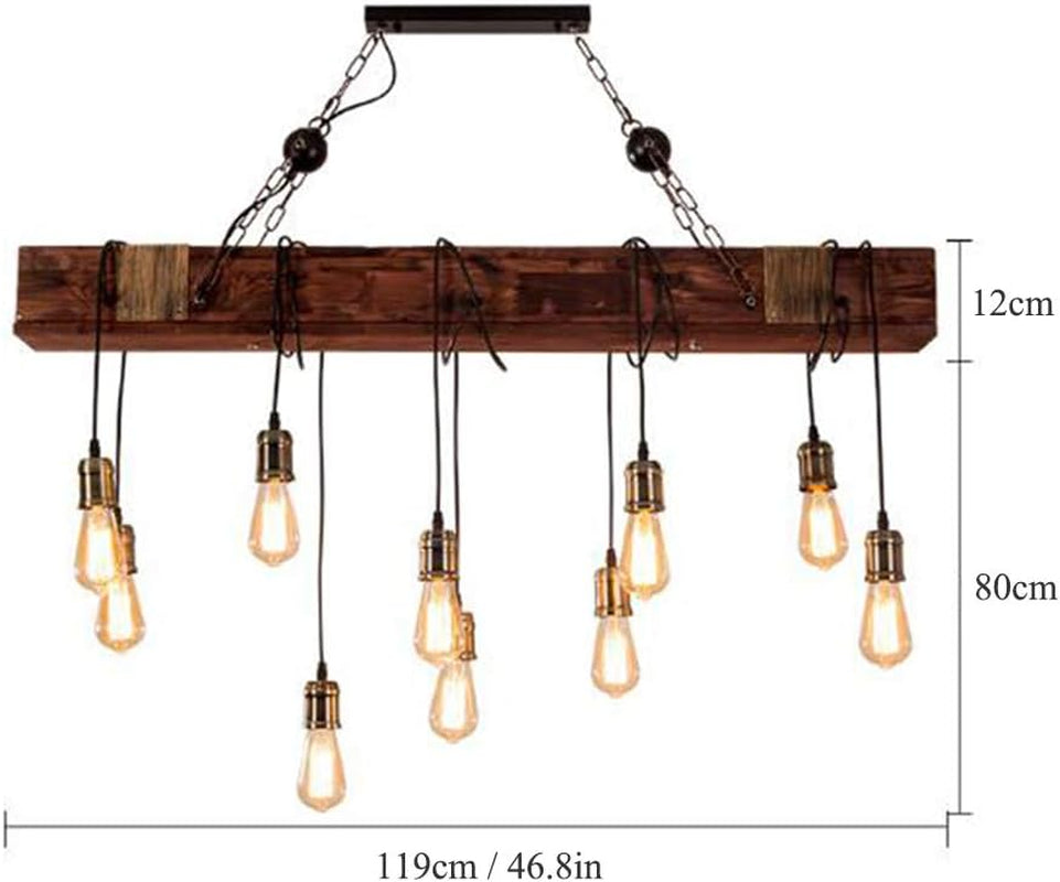 Lustre Industriel Suspension En Bois Élingue En Métal Rustique Poutre En Bois Marron Grand Îlot Linéaire Lampes Suspendues À La Main Ferme Luminaire Salon Chambre Cuisine Couloir Éclairage De Cuisine