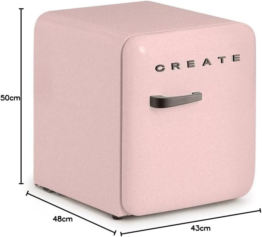 / RETRO FRIDGE 50 Black/Réfrigérateur Rose Avec Poignée Noir/Pratique Et Fonctionnel, Matériaux Résistants