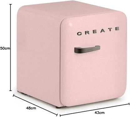 / RETRO FRIDGE 50 Black/Réfrigérateur Rose Avec Poignée Noir/Pratique Et Fonctionnel, Matériaux Résistants