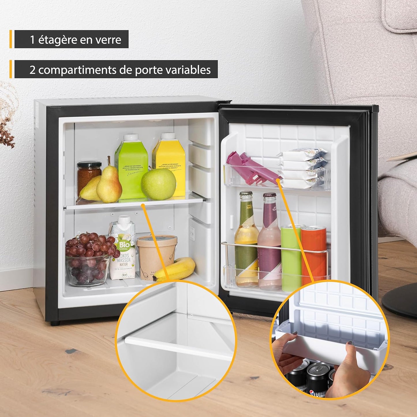 TZS First Austria Mini Frigo De Chambre 30L - Petit Frigo Pratique Et Compact - Idéal Pour Chambre, Bureau - Mini Réfrigérateur Économique En Énergie, Noir