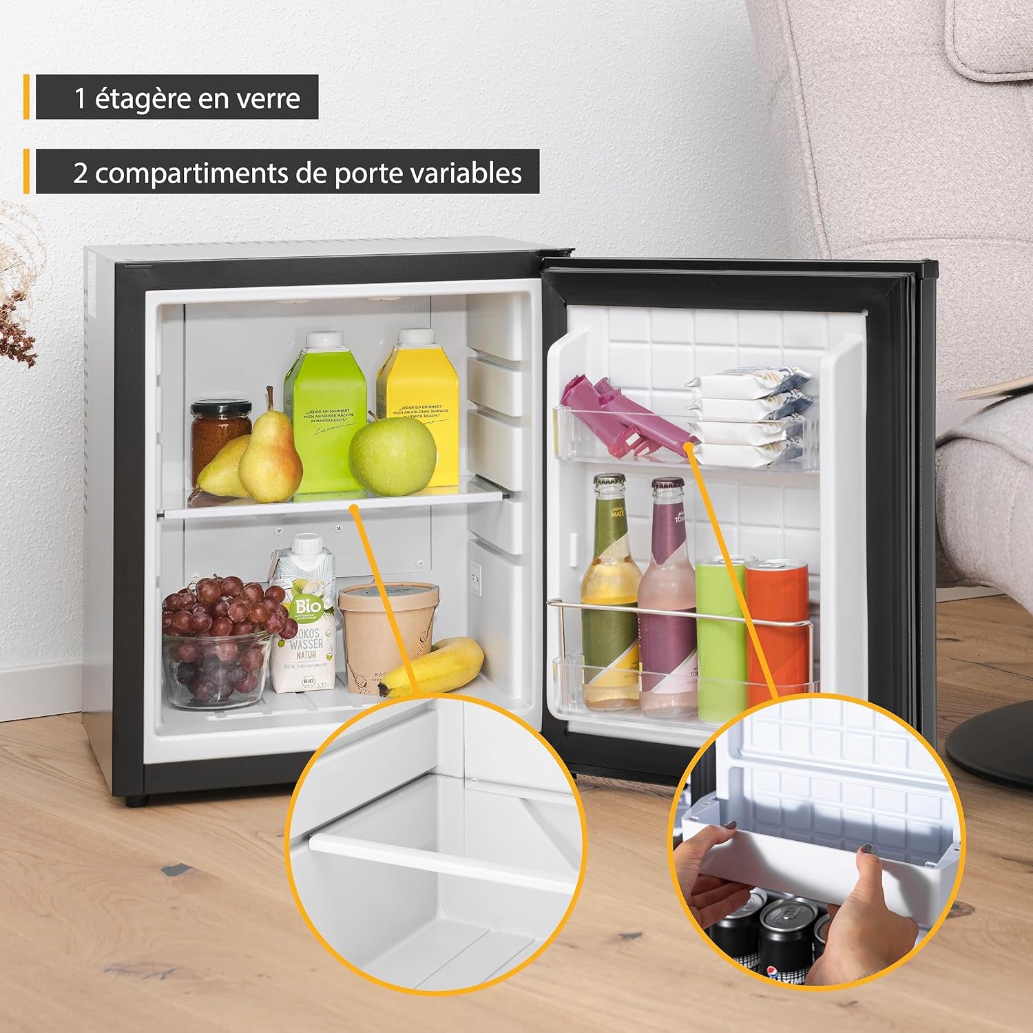 TZS First Austria Mini Frigo De Chambre 30L - Petit Frigo Pratique Et Compact - Idéal Pour Chambre, Bureau - Mini Réfrigérateur Économique En Énergie, Noir