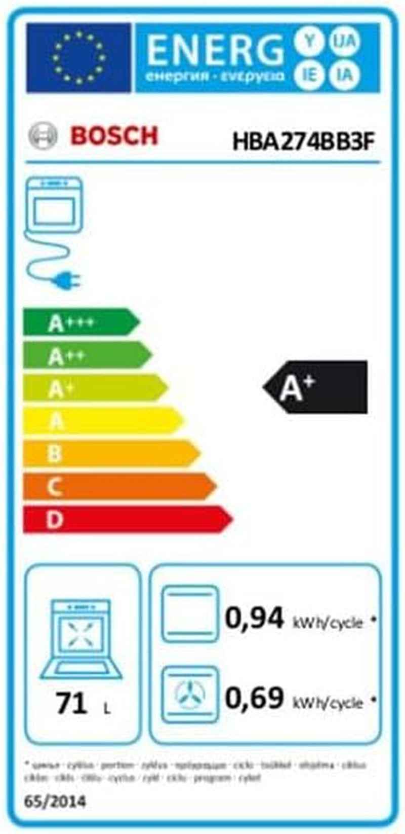 Bosch HBA274BB3F Série 4 - Four Encastrable, Pyrolyse, 10 Recettes Auto | 60 X 60 Cm, Noir, Hotair 3D, Assistant De Nettoyage Par Hydrolyse En 4 Min, Ecran LED, Affichage Rouge, Boutons Push-Pull