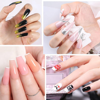 Vernis Semi Permanent, 4 Couleurs Noir or Argenté Blanc Vernis À Ongles Gel Liner Kit Soak off UV/LED Semi-Permanent Manucure Kit Pour Salon De Manucure DIY Home, 8Ml