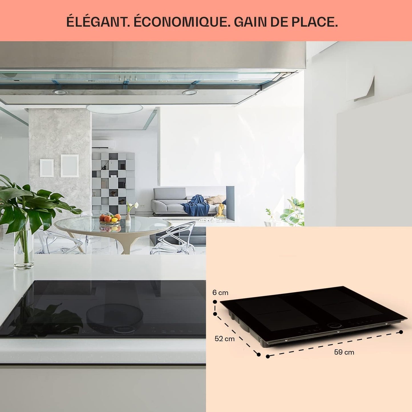 Klarstein Plaque Induction 7000W, Plaque De Cuisson Electrique À Induction, Encastrées 4 Feux, Tables De Cuisson Encastrable, Contrôle Tactile, Rechaud Electrique Pour La Cuisine