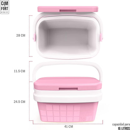 - Réfrigérateur Portable Avec Poignée Rigide - Porte-Nourriture Pour Camping, Plage, Camping - Réfrigérateur Rose - Capacité 16L