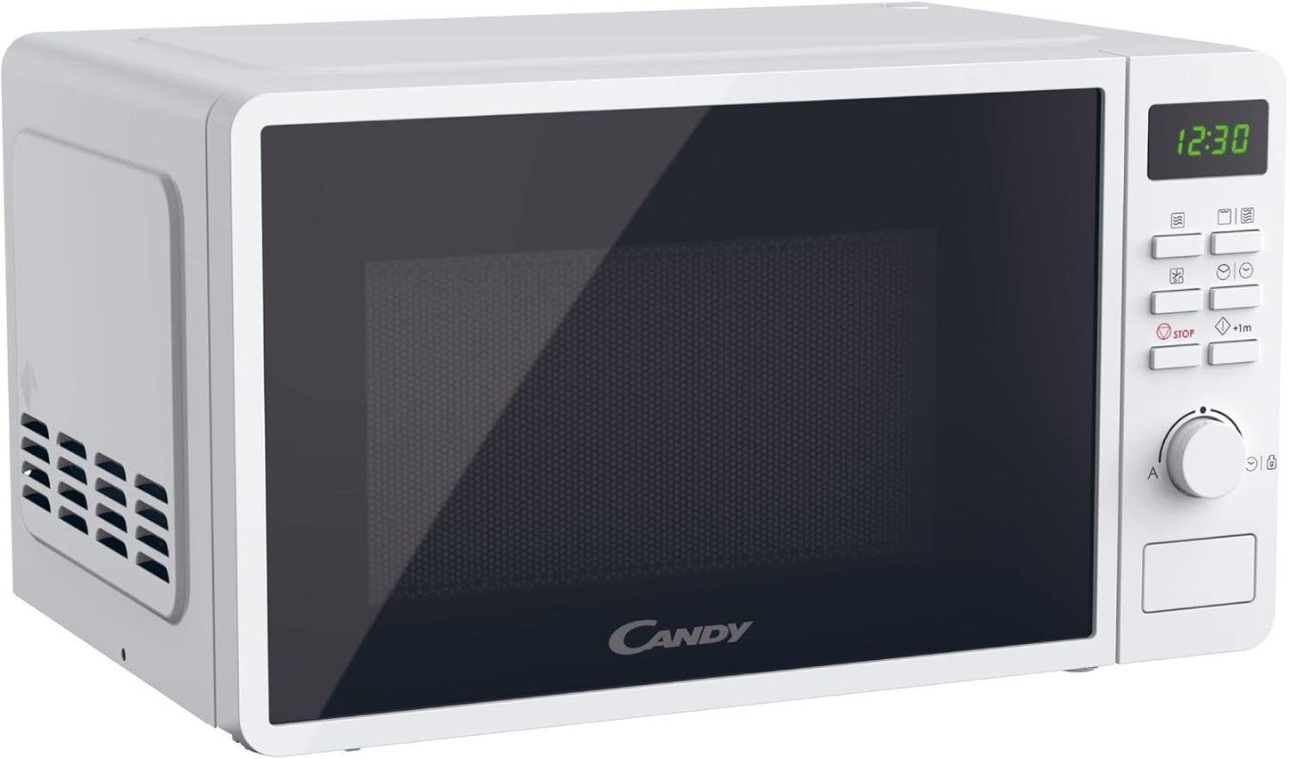Idea CMGA20SDLWLI Four Micro-Ondes Gril 700W 20L Digital, Fonctions Gril Et Décongélation, 8 Menus Auto, Cuisson Express, Plateau Tournant, 5 Niveaux De Puissance, Grille Métal, Blanc