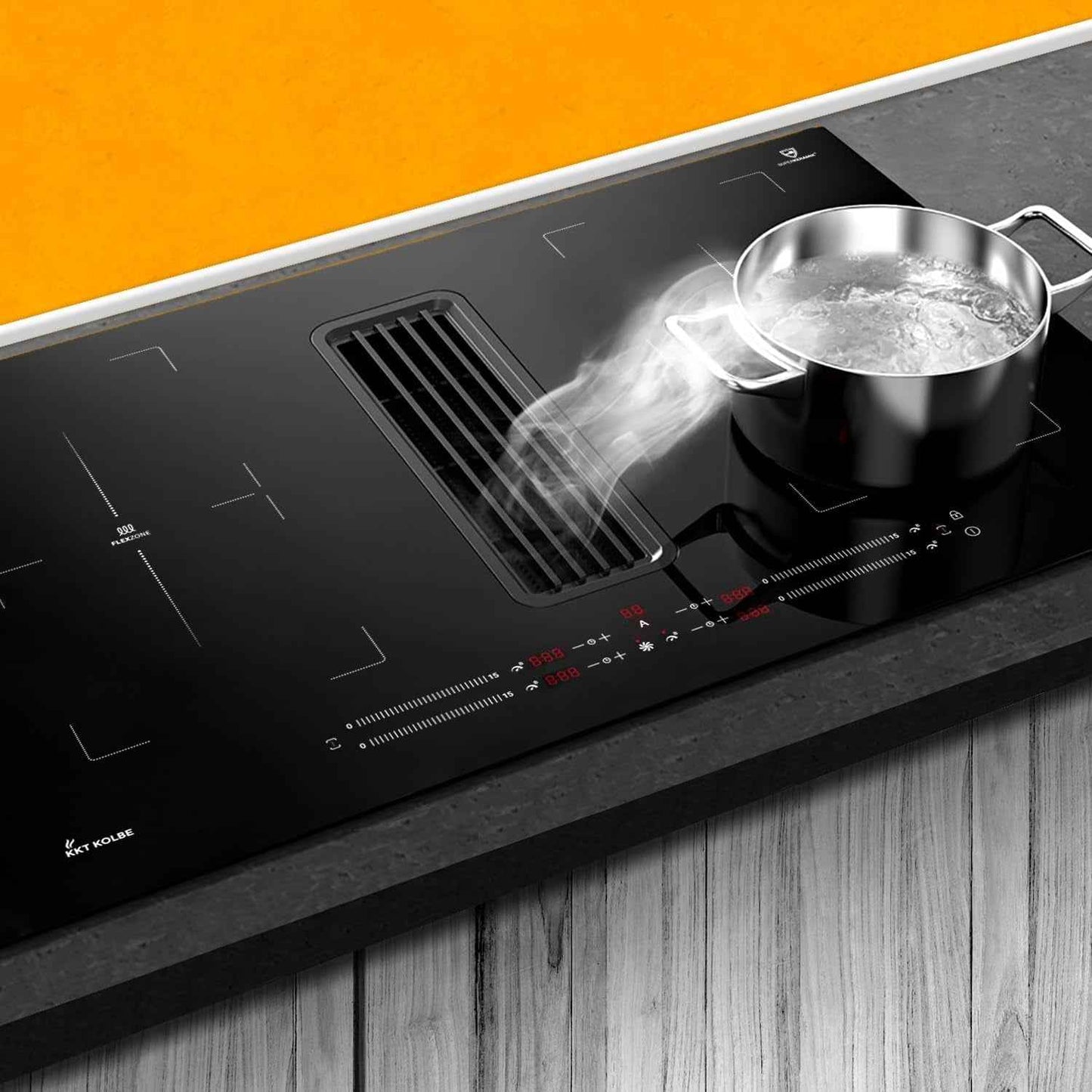 Downdraft Plaque À Induction | Aspiration Intégrée Dans La Table | 80 Cm | Autonome | 7 Kw | 4 Zones | 15 Niveaux | 2 Zones Flexibles | Sans Cadre | IND800DRAFT
