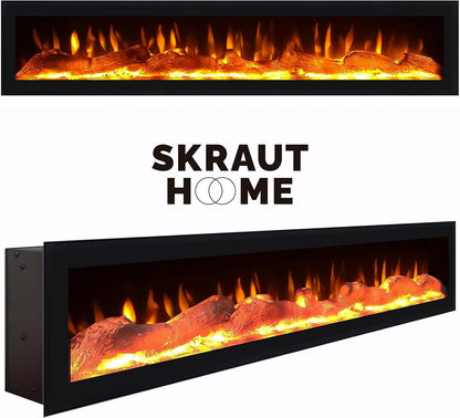 | Meuble TV | Banc Télé | Grand Espace De Rangement | 200X45X35Cm | Pour Les TV Jusqu'À 80" | Cheminée Électrique | Style Moderne | Chêne Et Noir