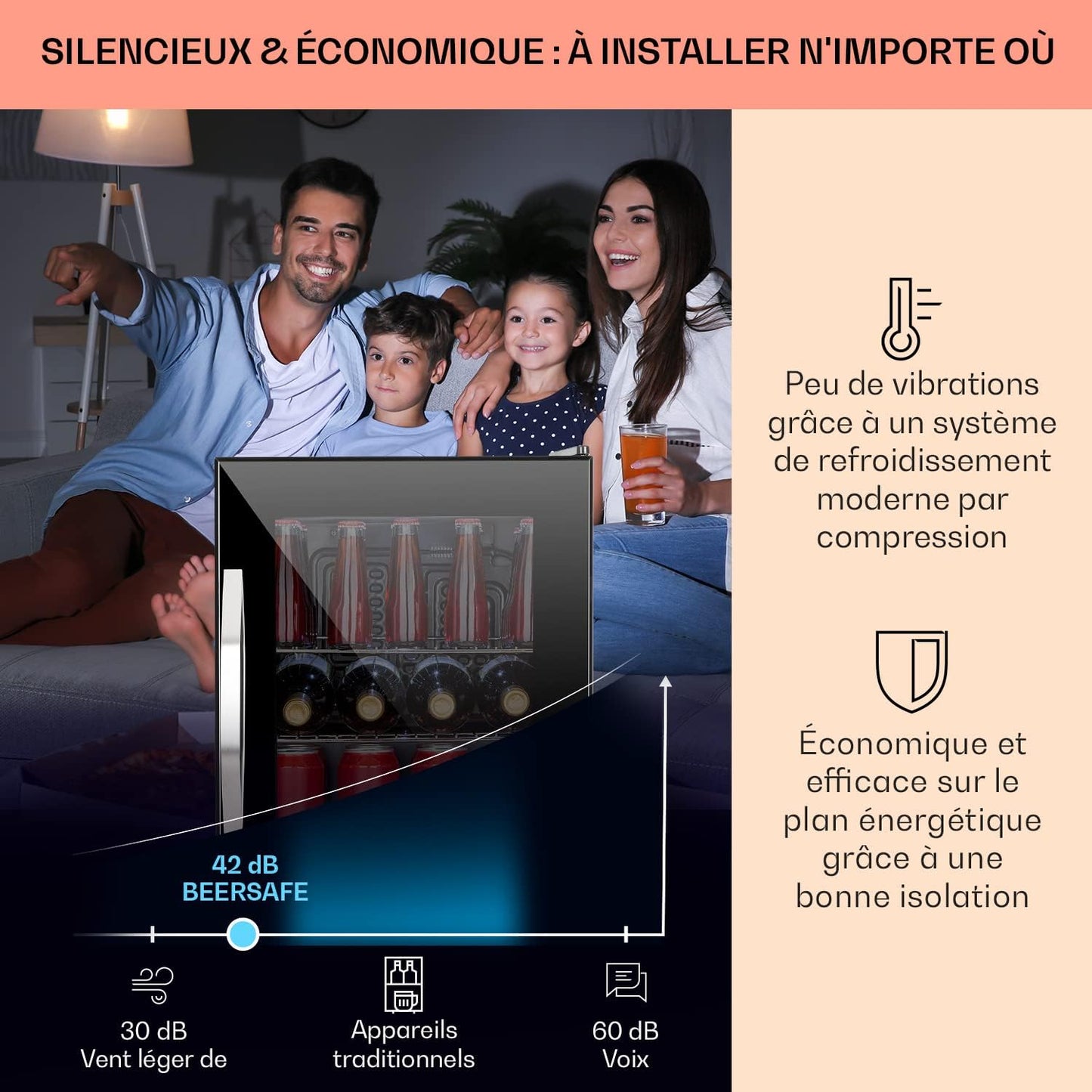 Mini Frigo De Chambre Et Bureau Pour Boisson, Petit Frigo Silencieux, Refrigerateur Mini Bar 33L, Petit Réfrigérateur Camping, Étagères Réglables Pour Le Vin, Cannette, Beer Fridge