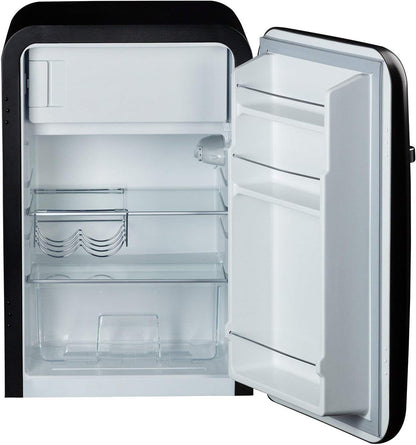 / RETRO FRIDGE 83.5 Silver/Réfrigérateur Noir Avec Poignée Argent/Pratique Et Fonctionnel, Matériaux Résistants