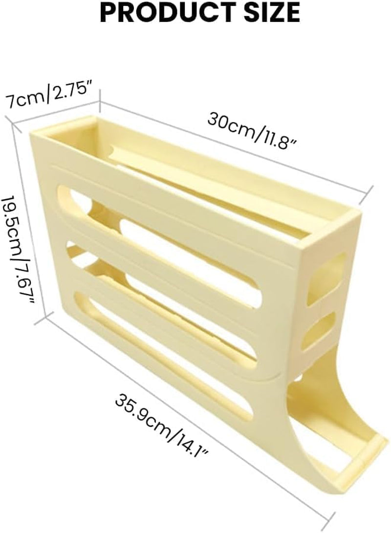 Distributeur À Œufs Incliné À 4 Niveaux Pour Réfrigérateur, Multifonction, Peu Encombrant, Grande Capacité (Blanc)