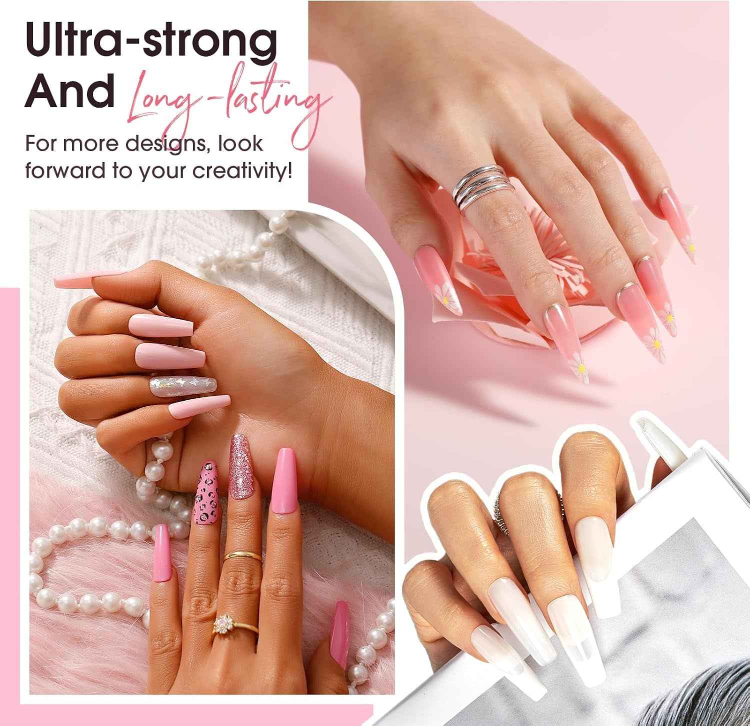 Poly Extension D'Ongles En Gel Complet Kit 8*10Ml Avec Lampe UV | Mini 8 Couleurs Kit Ongle Construction Gel UV Complet Avec Mini UV Lampe,Base & Top Coat Gel Et Outils De Manucure Kit