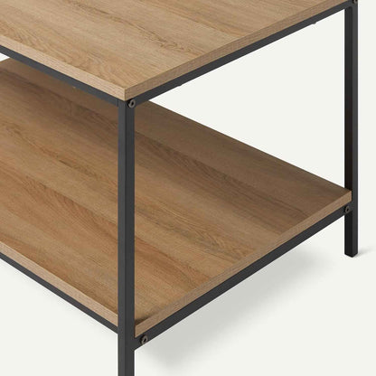 Table Basse, Rectangulaire, Avec Étagère Inférieure, Table D’Appoint De Salon, Style Moderne, Chêne, 50,5Cm X 80Cm X 42Cm