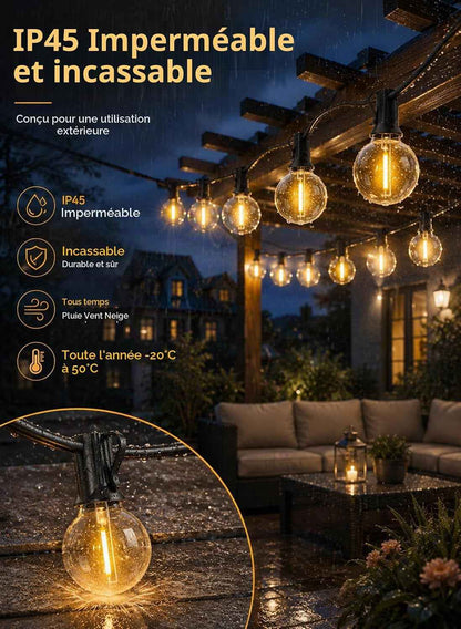 30M Guirlande Guinguette G40 Ip44,Ampoules Incassables