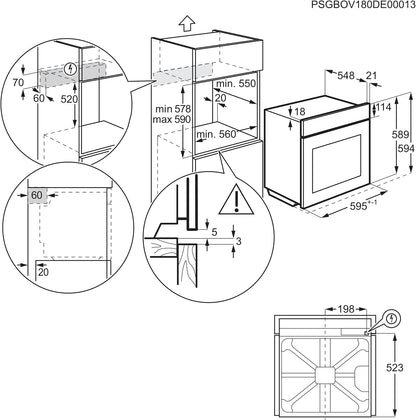 EOH3H54X Four Électrique À Convection, Multifonction, Grill Intégré, Série 300, 7 Fonctions, Cuisson À Plusieurs Niveaux, Nettoyage Aquaclean, 72 L De Capacité, Inox Anti-Traces De Doigts,