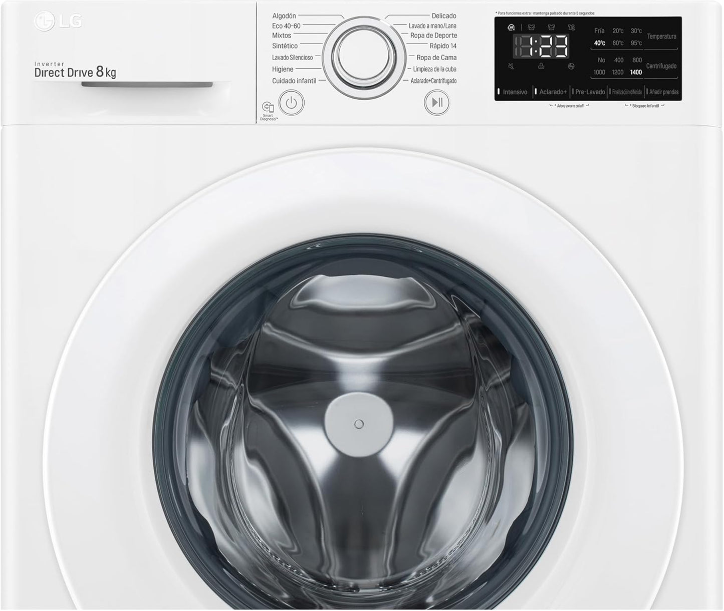 F4WV3008N3W Machine À Laver 8 Kg Charge Frontale 1400 Tr/Min, Intelligence Artificielle Blanc