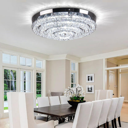 Lustre En Cristal Plafonnier Encastré Moderne Grand Lustre LED Entrée Chambre Salon Salle À Manger (Blanc Froid 6000K)