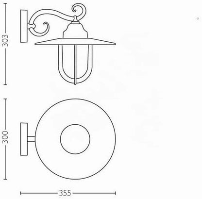 Pasture Applique Murale Extérieure, IP44 Résiste Aux Intempéries, Durable, Aluminium, Design Classique, Black, Ampoule E27 Vendue Séparément