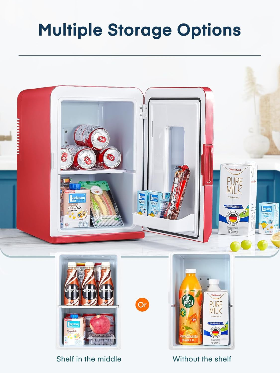 Mini Frigo De Chambre 15L/21 Canettes, Petit Frigo Portable 240V/12V, Mode Silencieux, Fonction Chaud/Froid, Frigo Cosmetique