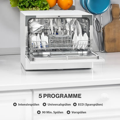 Bomann® Lave-Vaisselle Pour Petites Cuisines | Lave-Vaisselle Avec Raccordement À L'Eau & 5 Programmes | Lave-Vaisselle De Table Avec Départ Différé | Mini Lave-Vaisselle Pour 6 Couverts | TSG 7404