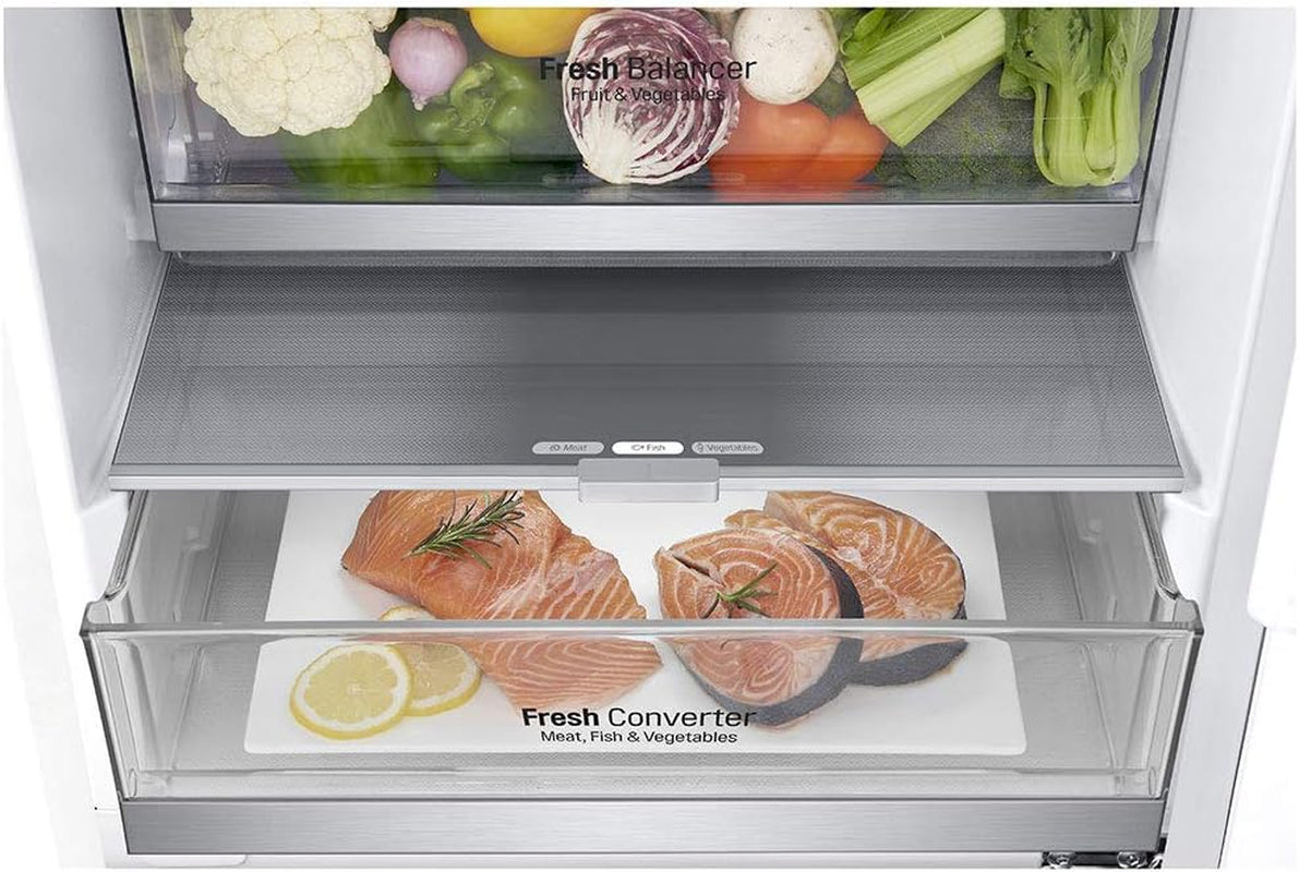 GBB72SWDMN Réfrigérateur Combi No Frost 203 Cm Avec Congélateur, Compresseur Smart Inverter, 384 Litres Blanc