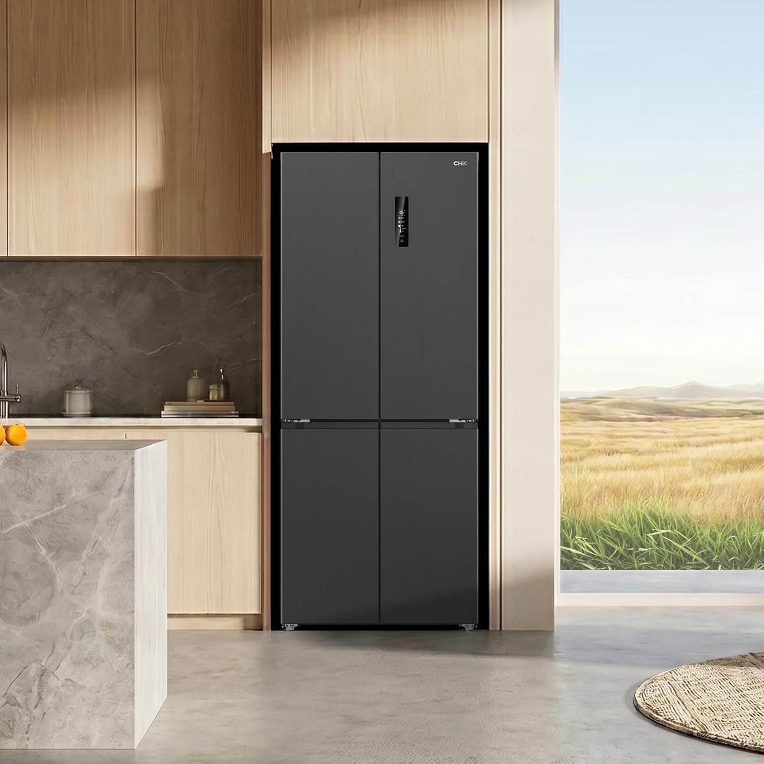 458L Frigo Américain 4 Portes Total No Frost Noir (CCD460NGE) | Silencieux 37Db, Froid Ventilé, Système Multiairflow, Congélateur -32°C, Zone Care + Space,Profondeur 600Mm