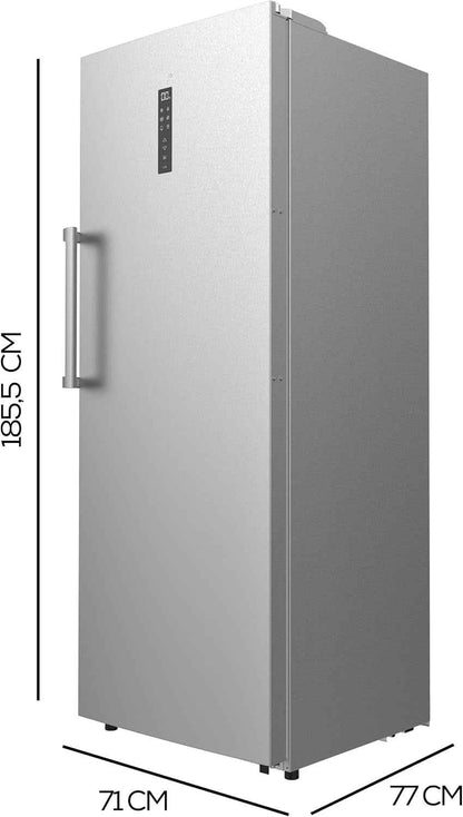Congélateur Vertical 380L Bolero Coolmarket UF 380 Inox, Moteur Inverter Plus, Économie D’Énergie, Total No Frost, Écran De Contrôle, Convertible En Réfrigérateur, Acier Inox