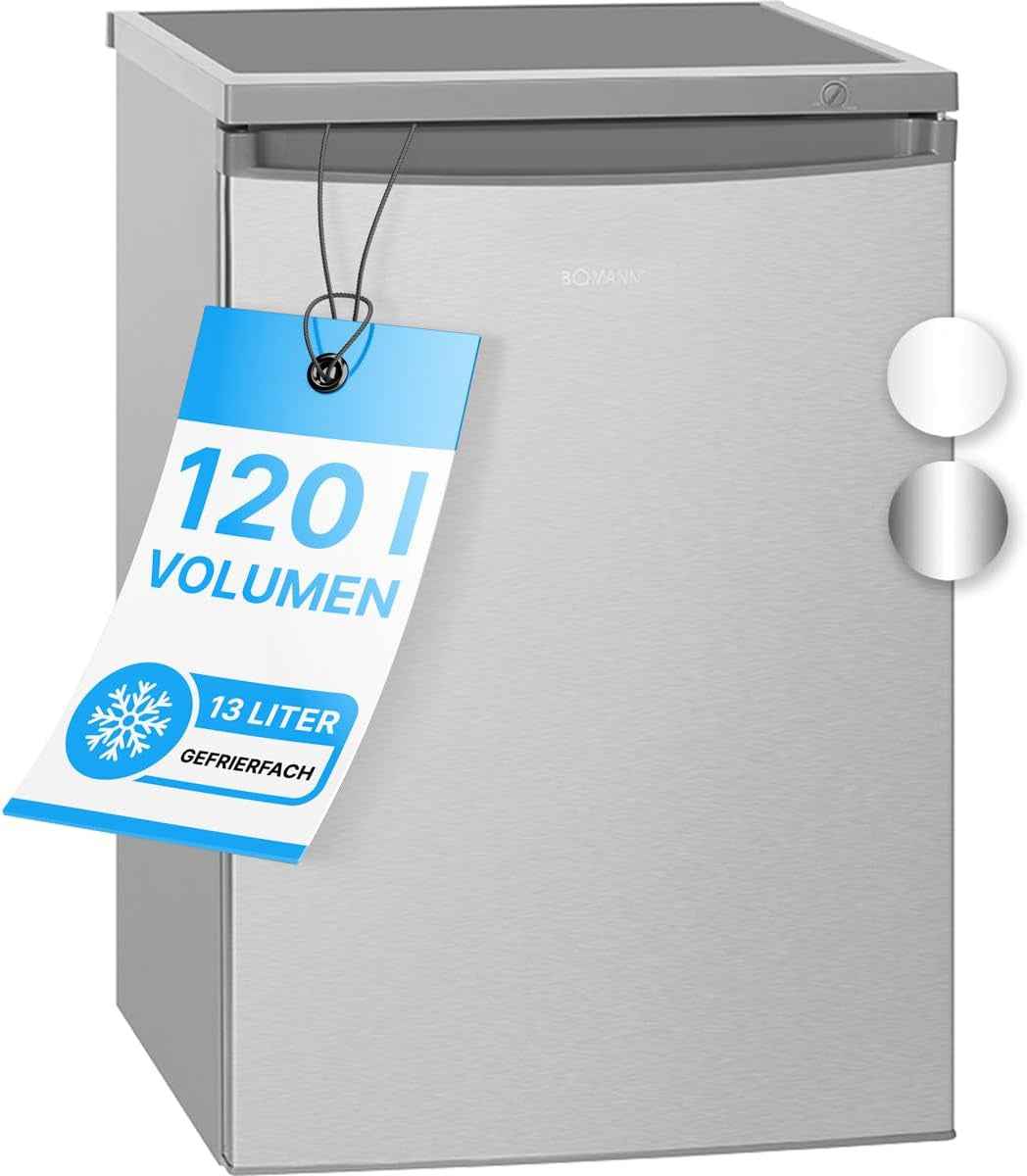 Réfrigérateur Avec Congélateur 120 L KS 2184-1, Inox | Compartiment Congélateur, Réglage De La Température En Continu, Charnière Interchangeable, Pieds Réglables