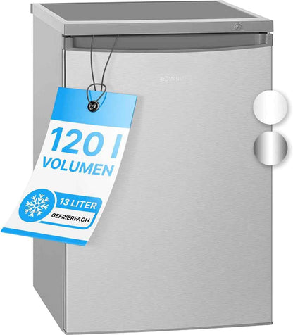 Réfrigérateur Avec Congélateur 120 L KS 2184-1, Inox | Compartiment Congélateur, Réglage De La Température En Continu, Charnière Interchangeable, Pieds Réglables