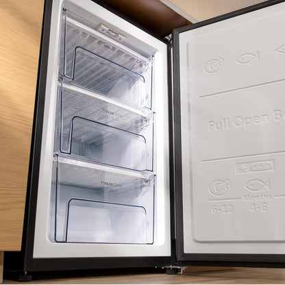 Congélateur Armoire 97 L Bolero Coolmarket TF 97 Inox. Classe Énergétique E, Design Compact, Porte Réversible, 3 Tiroirs, Dimensions 55,1 X 57,5 X 83,5 Cm, Couleur Inox