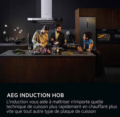 AEG Table De Cuisson À Induction Série 6000, IKX64441CB, 4 Zones De Cuisson, 60 Cm, Fonction Pont, Fonction Hob2Hood, Minuterie De Cuisson Intégrée, Verrouillage Par Clé, Chaleur Résiduelle 3 Étapes