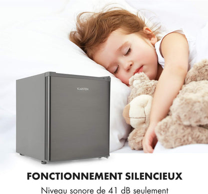 Snoopy Eco - Mini-Réfrigérateur, Peu Encombrant, 46 Litres, Congélateur De 4 Litres, Clayettes Réglables, Parfait Pour Les Petits Ménages - Gris