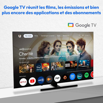 TV 50 Pouces (125,7 Cm) QLED Television (Smart TV, 4K, Dolby Vision HDR, Prime Video, Disney+, Dolby Atmos, DTS X, Compatible Avec Google TV, PVR, Bluetooth, MD 850700)
