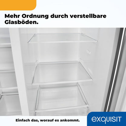 Exquisit SBS520-CF-040E Side by Side Kühlschrank, 91 Cm Breit, 475L, Nofrost, Ice-Maker, Festwasseranschluss, Inoxlook