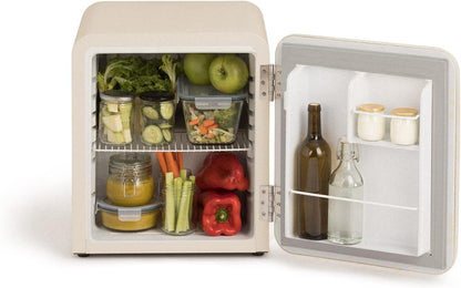 / RETRO FRIDGE 50 ROSE Gold/Réfrigérateur Blanc Cassé Avec Poignée or Rose/Pratique Et Fonctionnel, Matériaux Résistants