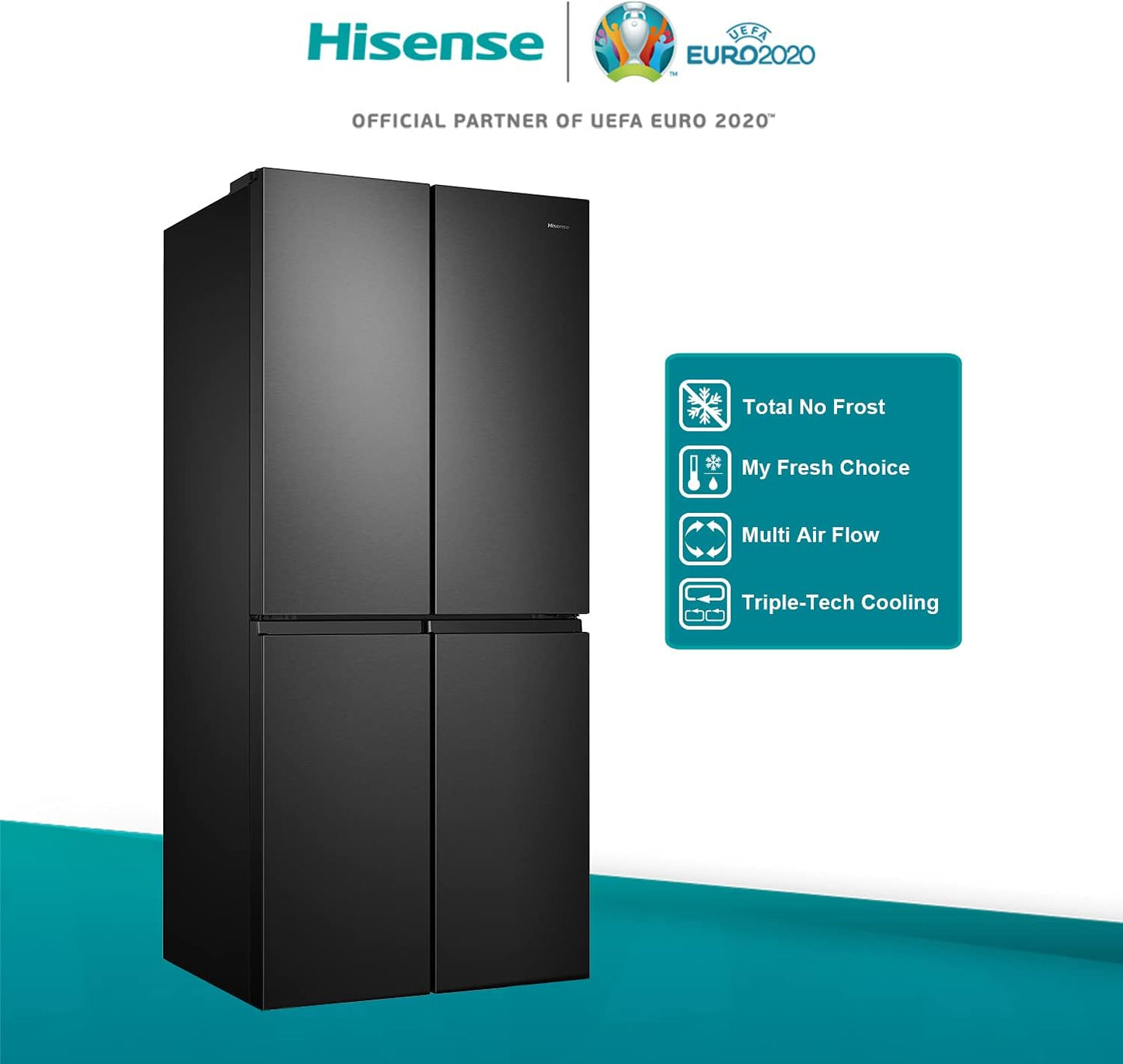Hisense RQ563N4SF2 Frigo Américain Autoportante 454 L F Noir
