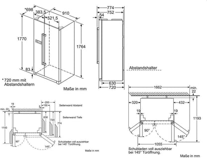 Réfrigérateur Neff KA7902I30 Porte À Droite Et Gauche-Réfrigérateurs Side-By-Side (Indépendant Porte Acier Inoxydable Americana 573L SN T) Db-43