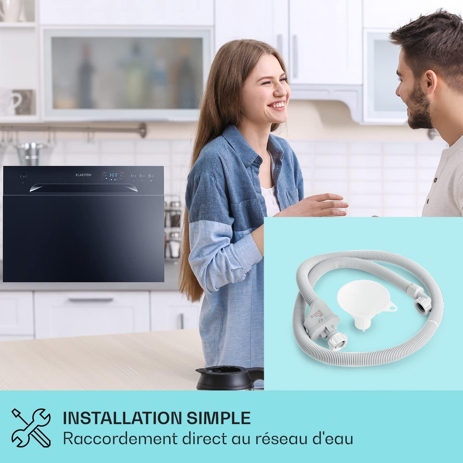 Mini Lave Vaisselle De 6 Couvert, Lave-Vaisselles Silencieux, 6 Programmes De Lavage, Petit Lave-Vaisselle De Table Compact, Lave Vaisselle Portable, Facile À Installer Pour Maison, Bureau