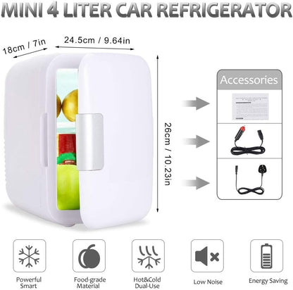 Mini Réfrigérateur De Voiture De Réfrigérateur 4 Litres/6 Bidons Refroidisseur Électrique Et Système Thermoélectrique Portatif plus Chaud Pour La Voiture(Blanc)