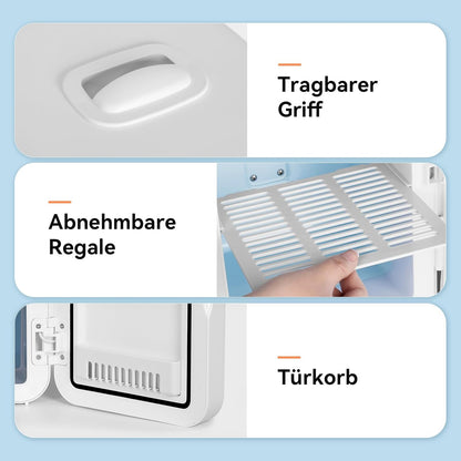 YOURLITE Mini Frigo De Chambre 2 En 1 8 Litres Avec Miroir LED À Intensité Variable, Mini Réfrigérateur Portable Ac/Dc Pour Cosmétiques Réfrigérés, Produits De Soins De La Peau Et Aliments